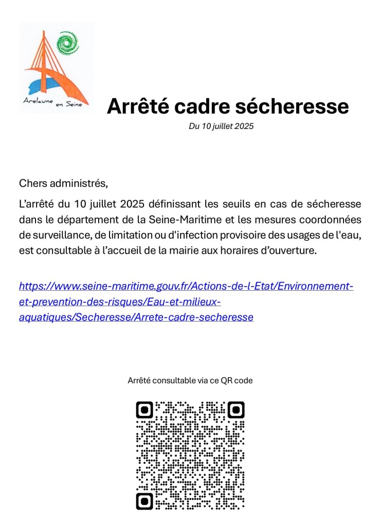 Arrêté cadre sécheresse 